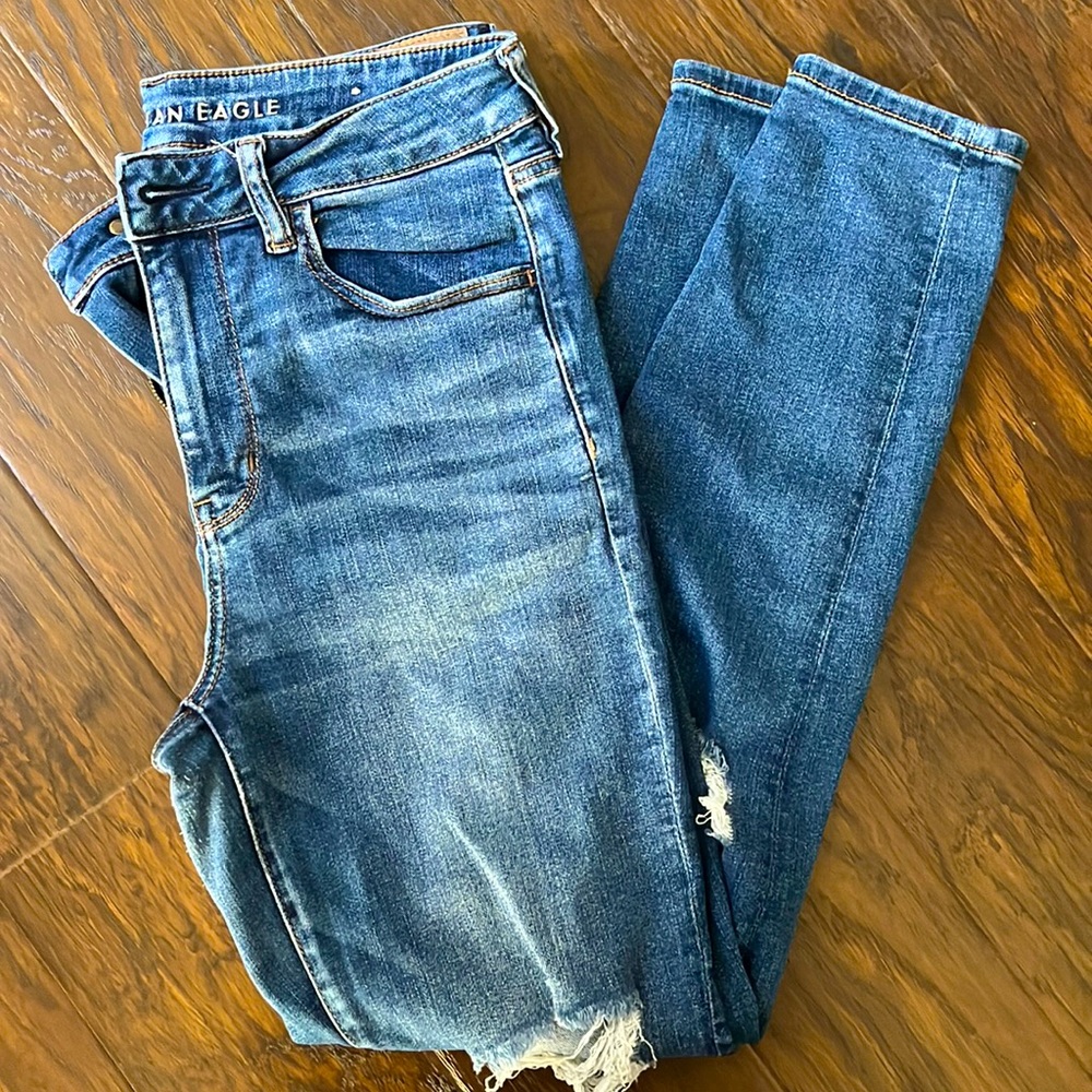 American Eagle Hi-Rise Ripped Jegging, Size 12
